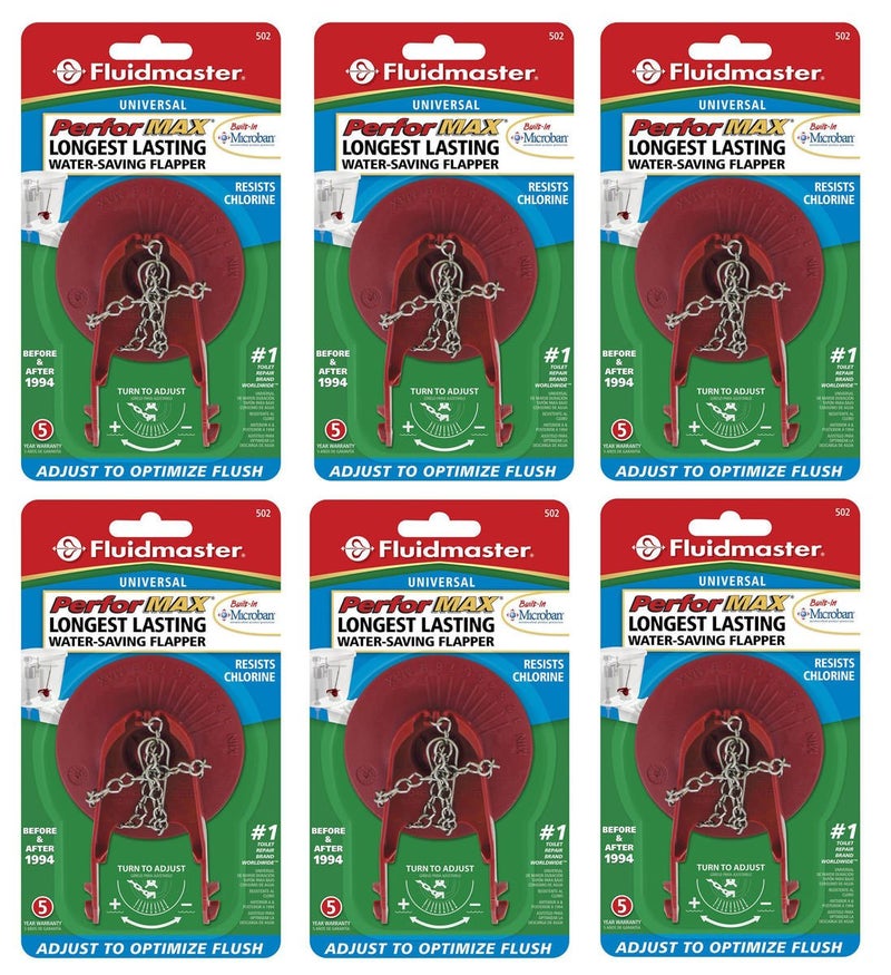 Fluidmaster 502P21 Universal Performax Flapper with Microban, Red (6 Pack) - Image 1